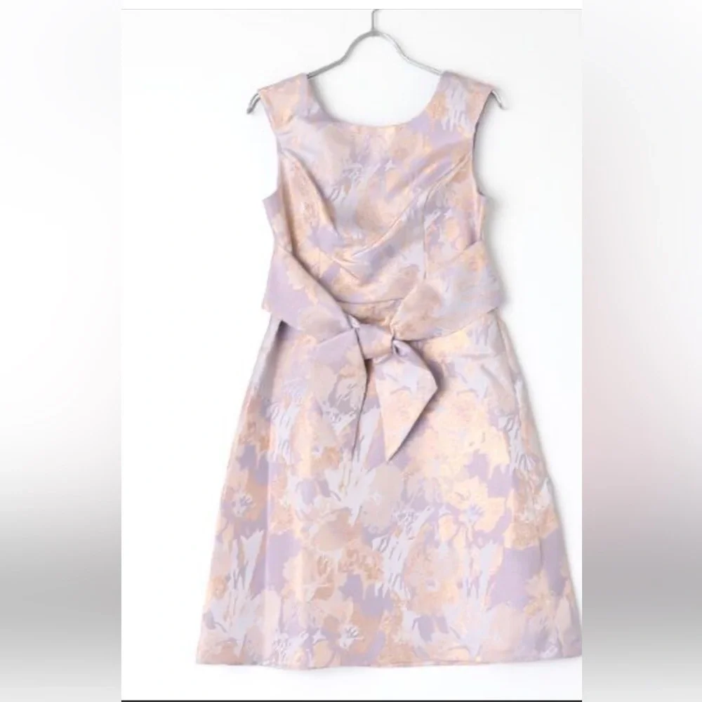 Adrianna Papell Pink and Gold Floral Midi Dress - Picture 2 of 16